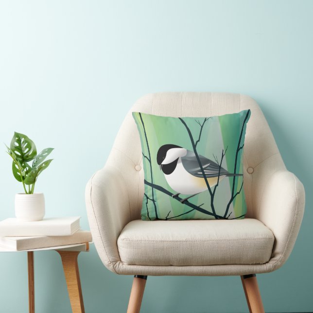 Black Capped Chickadee Cushion (Chair)