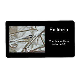 Black-Capped Chickadee in Snow Ex Libris
