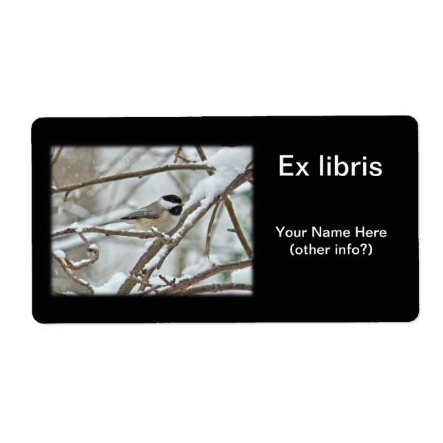 Black-Capped Chickadee in Snow Ex Libris (Front)