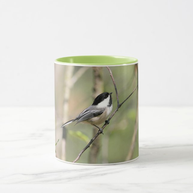 Black Capped Chickadee on a Branch Mug (Center)