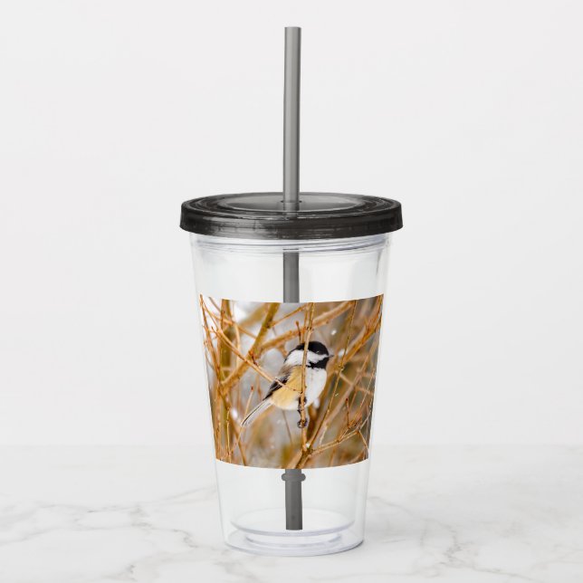 Black-Capped Chickadee - Original Photograph Acrylic Tumbler (Front)