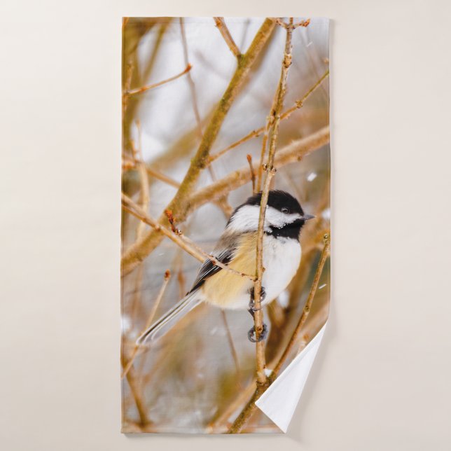 Black-Capped Chickadee - Original Photograph Bath Towel Set (Bath Towel)