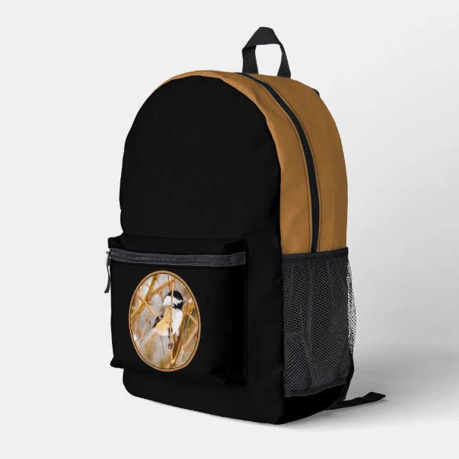 Black-Capped Chickadee - Original Photograph Printed Backpack (Back Corner Right)