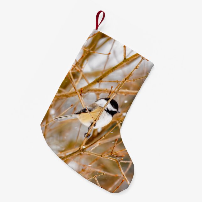 Black-Capped Chickadee - Original Photograph Small Christmas Stocking (Front (Hanging))