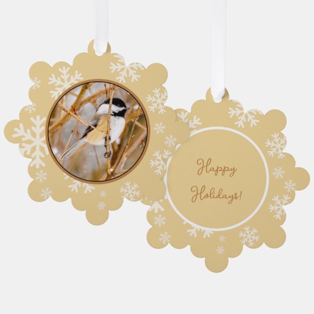 Black-Capped Chickadee - Original Photograph Tree Decoration Card (Front/Back)