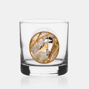 Black-Capped Chickadee - Original Photograph Whiskey Glass