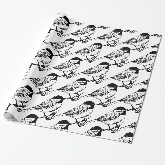 Black-capped Chickadee Thunder_Cove Wrapping Paper (Unrolled)