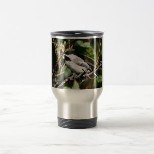 Black-capped chickadee travel mug