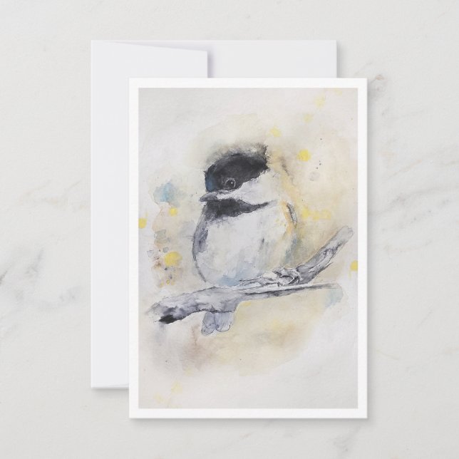 Black-capped chickadee Watercolour Note Card (Front)