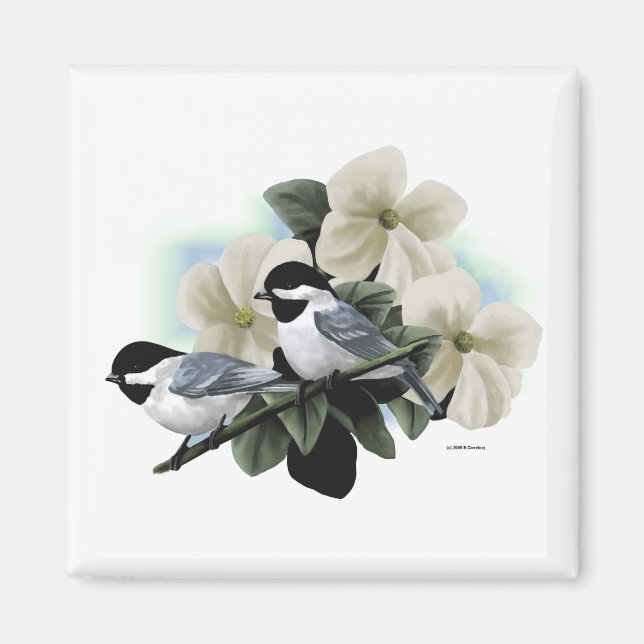 Black Capped Chickadees Magnet (Front)