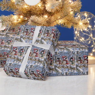 Black-capped Chickadees on a Winter Tree Branch Wrapping Paper