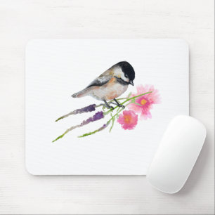 Black Capped Sweet Chickadee Watercolor Artwork Mouse Mat