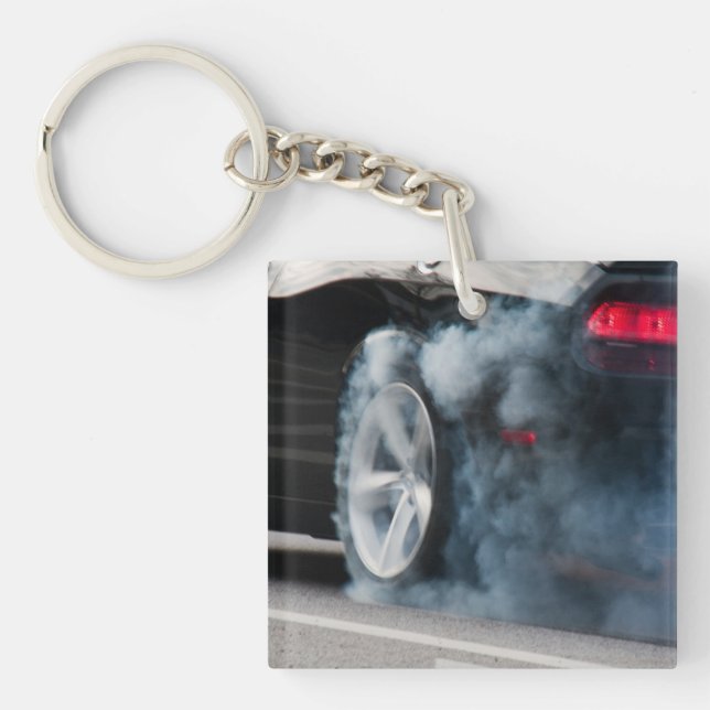 Black car burnout key ring (Front)