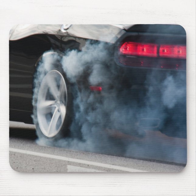 Black car burnout mouse mat (Front)
