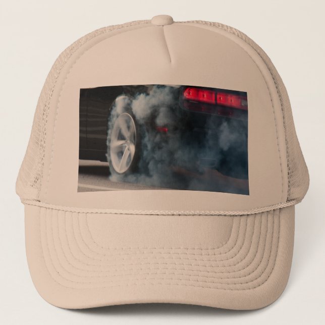 Black car burnout trucker hat (Front)