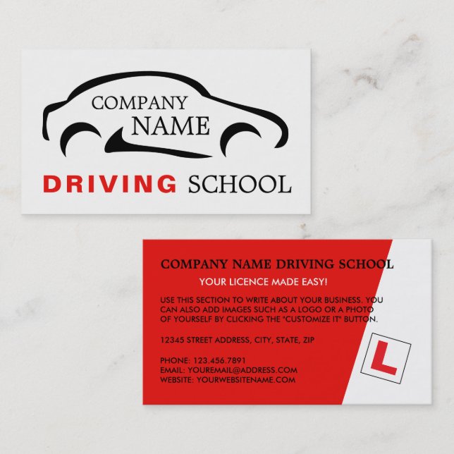 Black Car Logo, Driving School, Instructor Business Card (Front/Back)