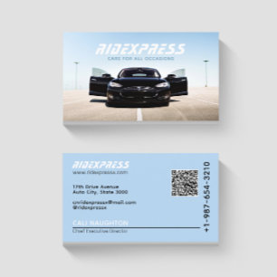 Black Car Rental Service Blue Business Card