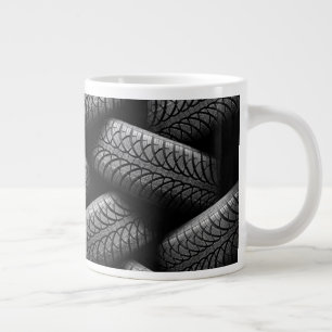 Black Car Tires Large Coffee Mug
