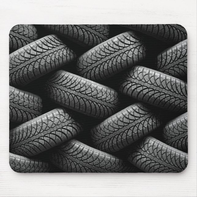 Black Car Tires Mouse Mat (Front)