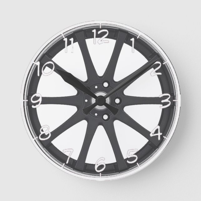 "Black car wheels" design wall clocks (Front)