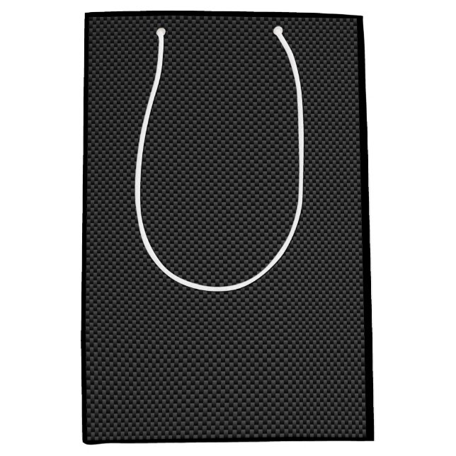 Black Carbon Fiber Style Print Background Medium Gift Bag (Front)