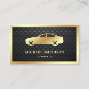 Black Carbon Fibre Gold Car Professional Chauffeur Business Card