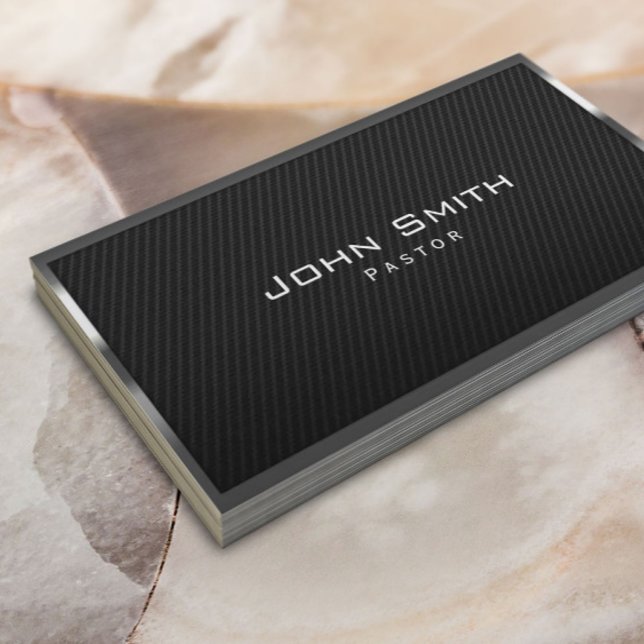 Black Carbon Fibre Pastor Business Card (Creator Uploaded)