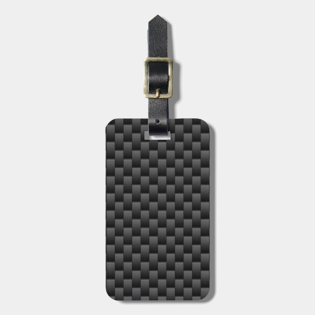 Black Carbon Fibre Style Print Background Luggage Tag (Front Vertical)