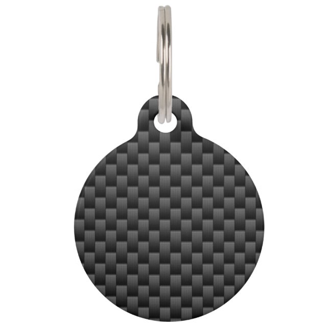 Black Carbon Fibre Style Print Background Pet Tag (Back)