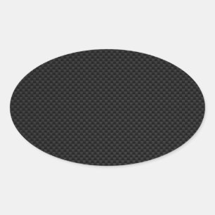 Black Carbon Fibre Style Print Oval Sticker