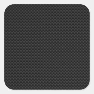 Black Carbon Fibre Style Print Square Sticker