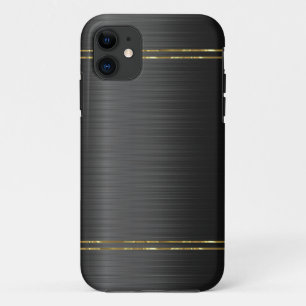 Black carbon fibre texture with gold accent iPhone 11 case