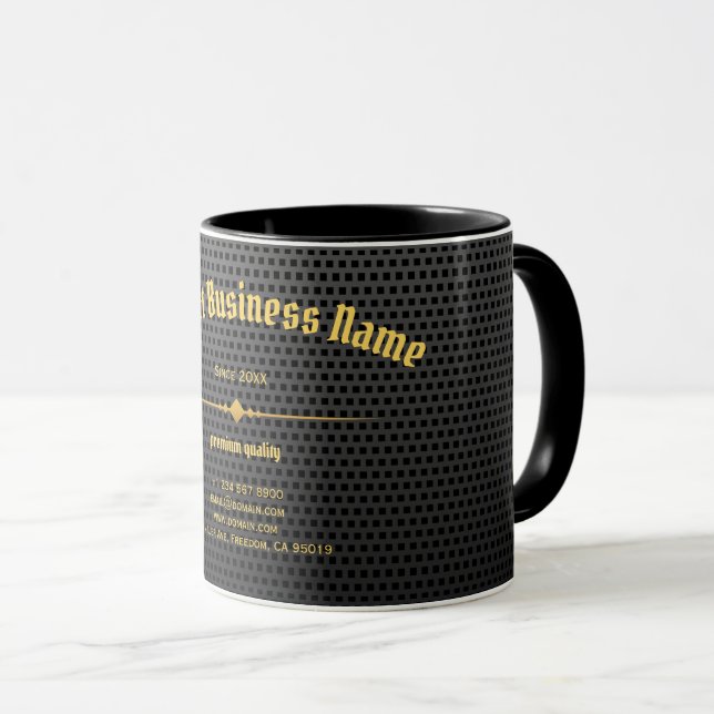 Black Carbon Gold Elegant Luxury Clear Unique Mug (Front Right)