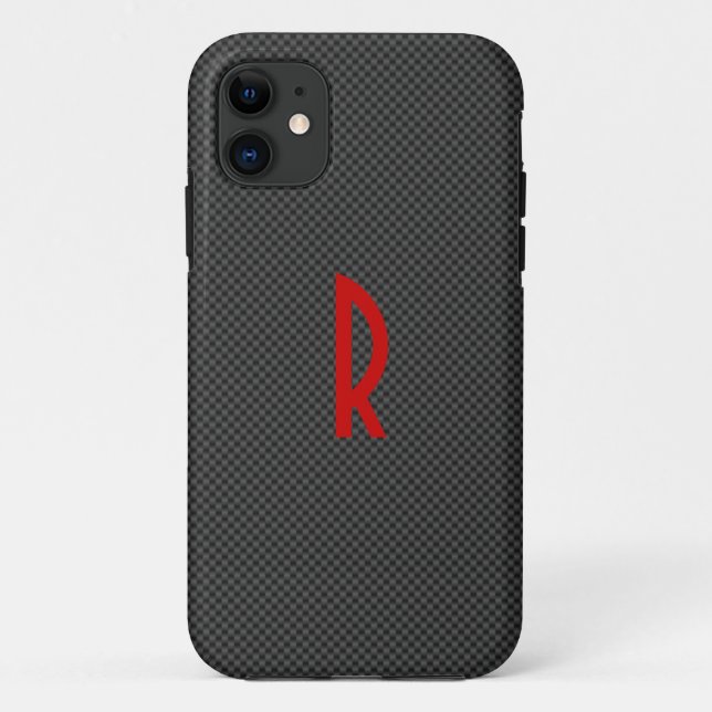 Black Carbon with a Red Monogram Case-Mate iPhone Case (Back)
