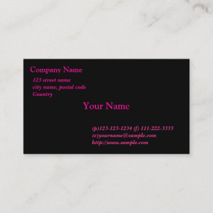 black card,pink fonts business card