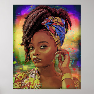 Black Caribbean Woman with Dreads Poster