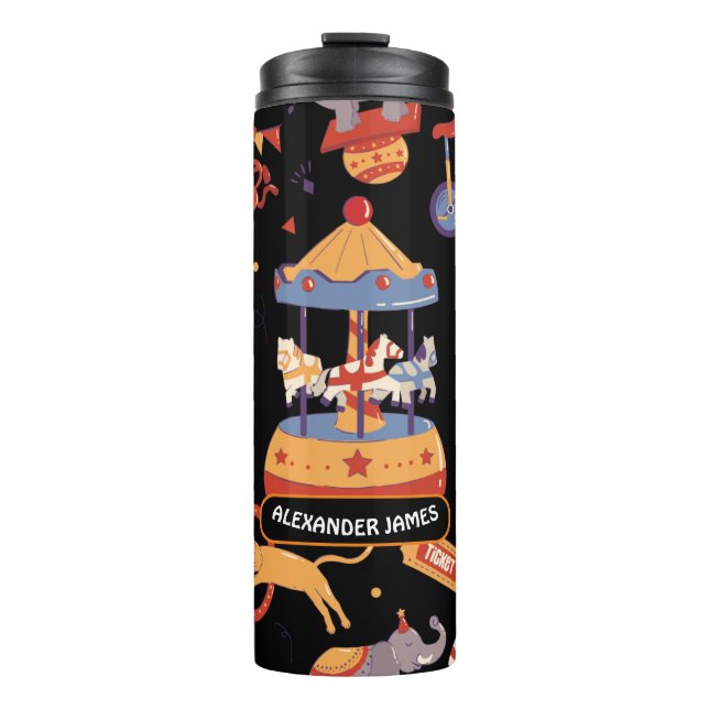 Black Carnival Kids' Birthday Circus Pattern Clown Thermal Tumbler (Front)