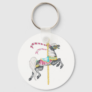 Black Carousel Horse Keyring