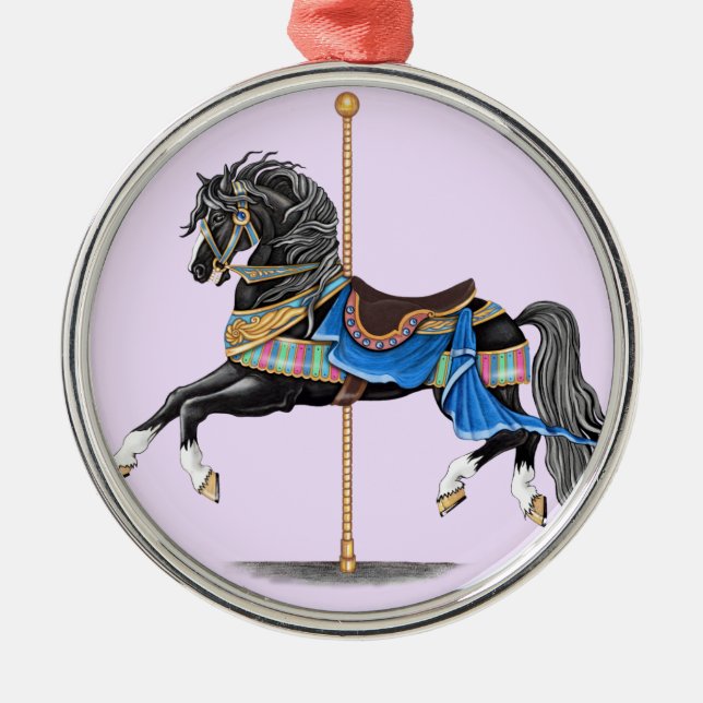 Black Carousel Horse Metal Tree Decoration (Front)
