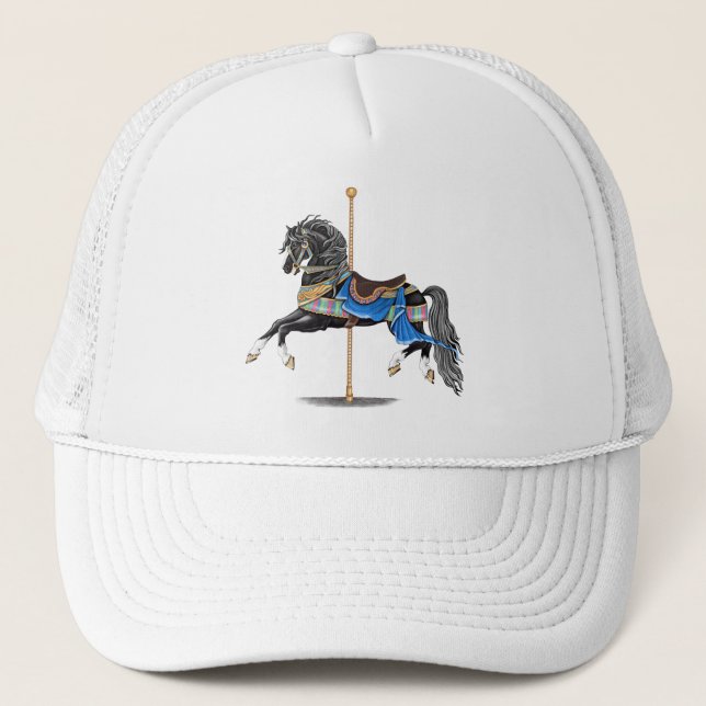 Black Carousel Horse Trucker Hat (Front)