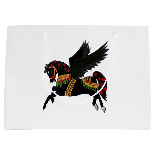 Black Carousel Pegasus Gift Bag (Front)