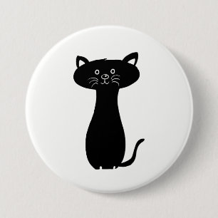 Black Cartoon Kitty 7.5 Cm Round Badge