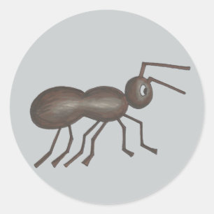 Black Cartoon Picnic Ant Ants Marching Insect Bug Classic Round Sticker