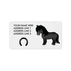 Black Cartoon Shetland Pony Label