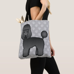 Black Cartoon Toy Poodle Dog Breed Illustration Tote Bag