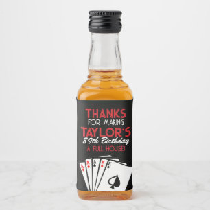 Black Casino Poker Birthday Favour Liquor Bottle Label