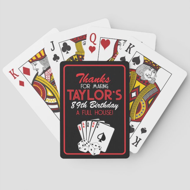 Black Casino Poker Birthday Favour Playing Cards (Back)