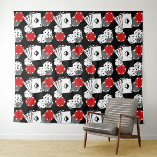 Black Casino Poker Large Tapestry Backdrop