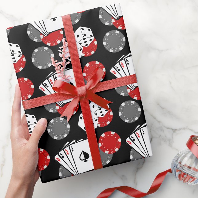 Black Casino Poker Party Wrapping Paper (Casino Poker Wrapping Paper)