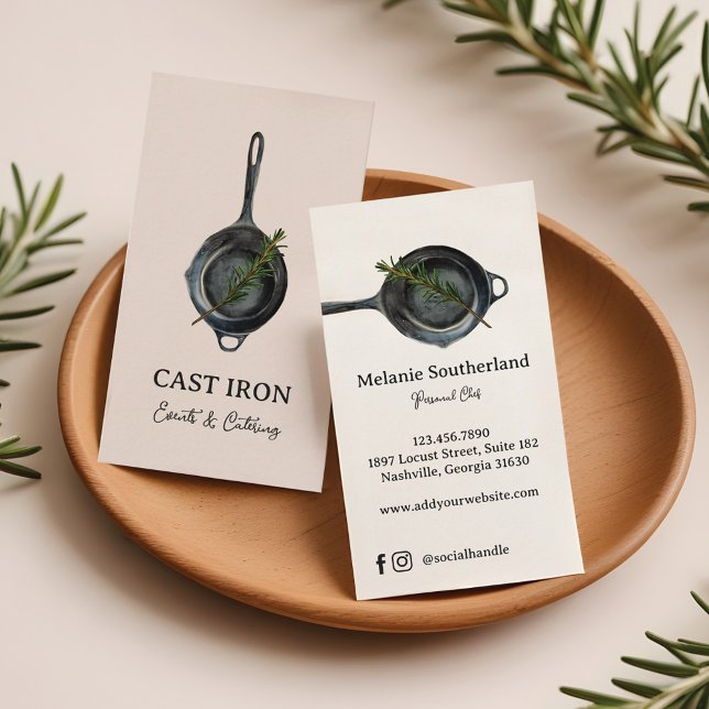 Black Cast Iron Skillet Personal Chef & Catering Business Card (Black Cast Iron Skillet Personal Chef & Catering Business Card)